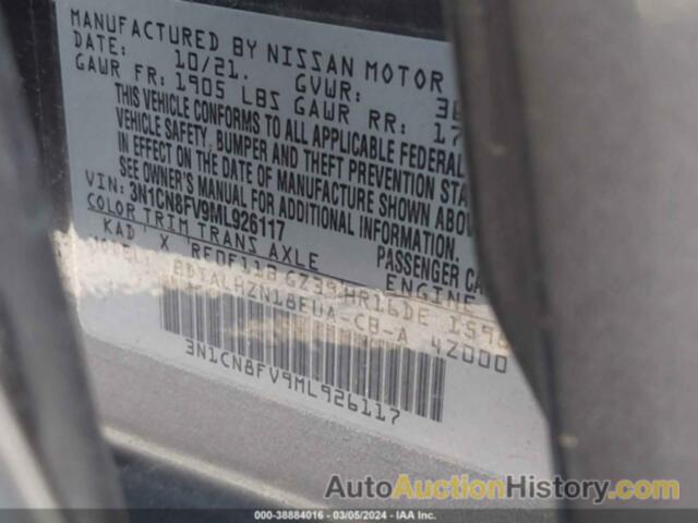 NISSAN VERSA SR, 3N1CN8FV9ML926117