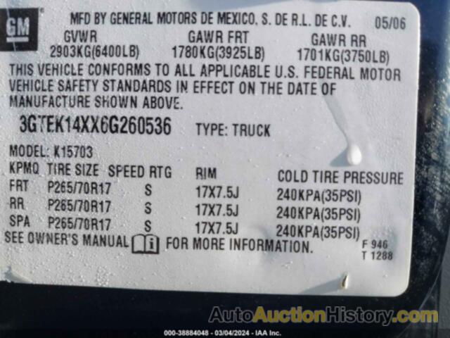 GMC NEW SIERRA K1500, 3GTEK14XX6G260536