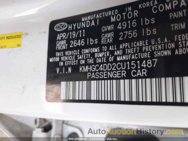 HYUNDAI GENESIS 3.8, KMHGC4DD2CU151487