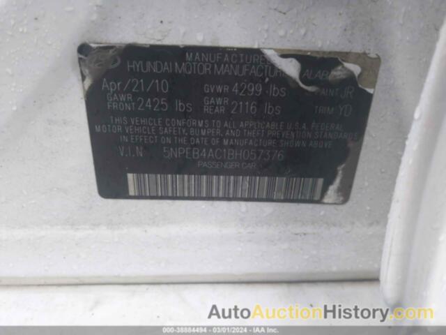 HYUNDAI SONATA GLS, 5NPEB4AC1BH057376