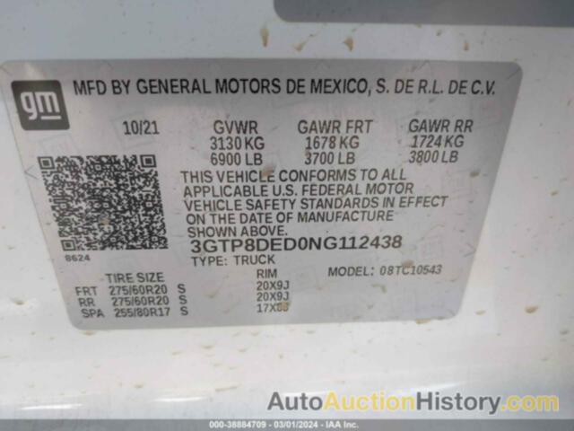 GMC SIERRA 1500 LIMITED 2WD  SHORT BOX SLT, 3GTP8DED0NG112438