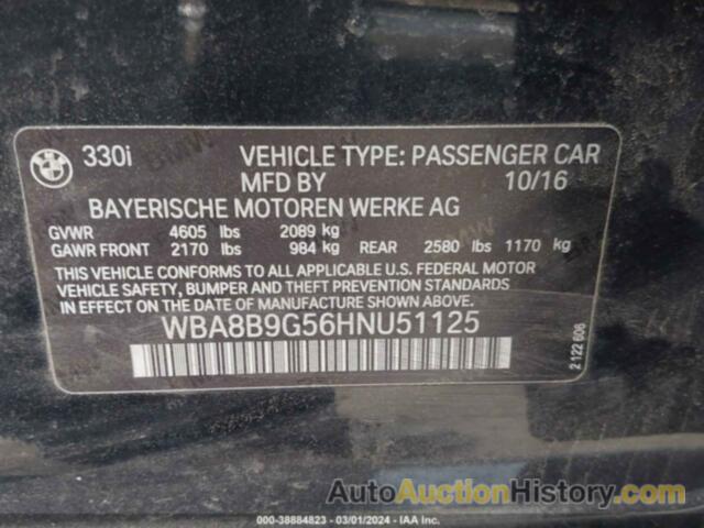 BMW 330I, WBA8B9G56HNU51125