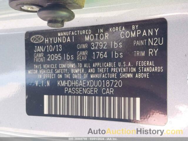 HYUNDAI ELANTRA GS, KMHDH6AEXDU018720