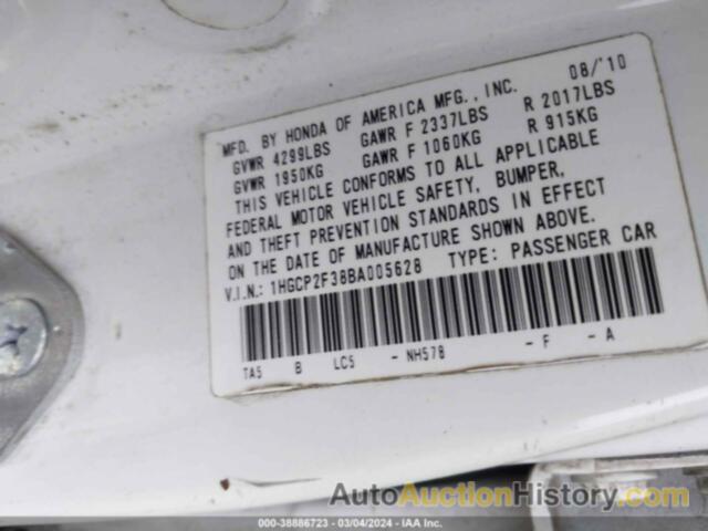 HONDA ACCORD LX, 1HGCP2F38BA005628