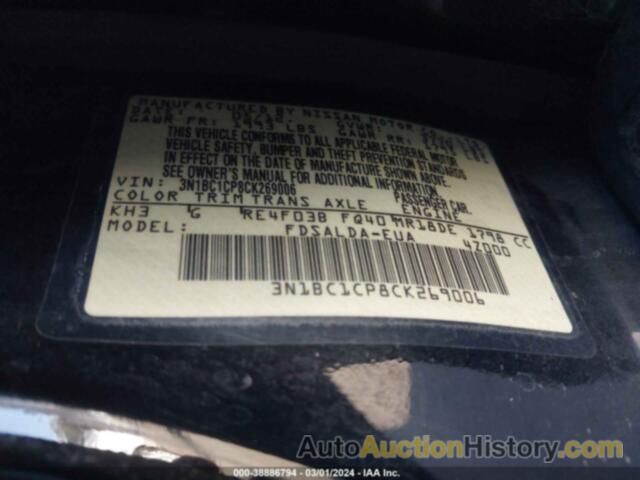 NISSAN VERSA S/SL, 3N1BC1CP8CK269006