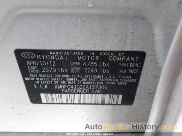 HYUNDAI AZERA, KMHFG4JG2CA157306