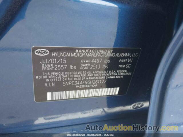 HYUNDAI SONATA SPORT, 5NPE34AF9GH261177