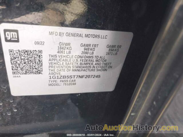 CHEVROLET MALIBU FWD LS, 1G1ZB5ST7NF207245