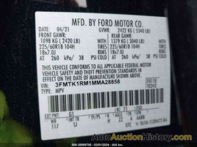 FORD MUSTANG MACH-E SELECT, 3FMTK1RM1MMA28858