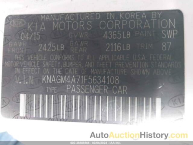 KIA OPTIMA LX, KNAGM4A71F5634108