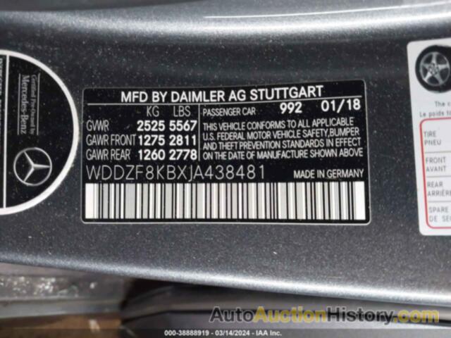 MERCEDES-BENZ AMG E 63 S 4MATIC, WDDZF8KBXJA438481