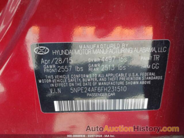 HYUNDAI SONATA SE, 5NPE24AF6FH231510