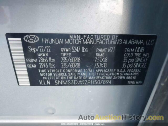 HYUNDAI SANTA FE SEL, 5NMS3DAJ2PH507894