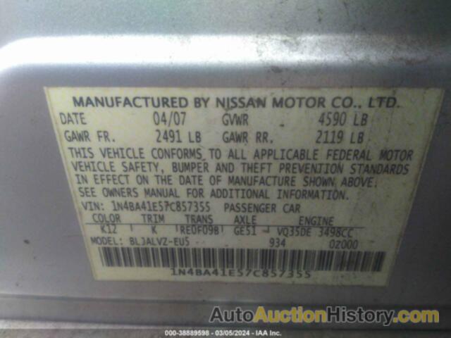 NISSAN MAXIMA 3.5 SE, 1N4BA41E57C857355