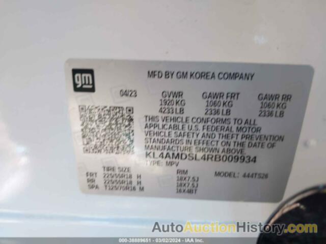 BUICK ENCORE GX SPORT TOURING FWD, KL4AMDSL4RB009934