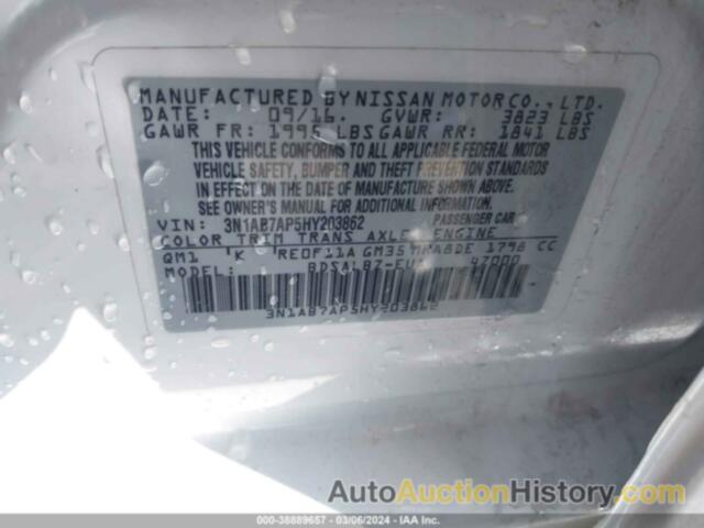 NISSAN SENTRA S, 3N1AB7AP5HY203862