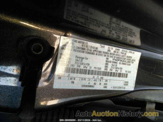 FORD FOCUS SE, 1FADP3K26JL288738