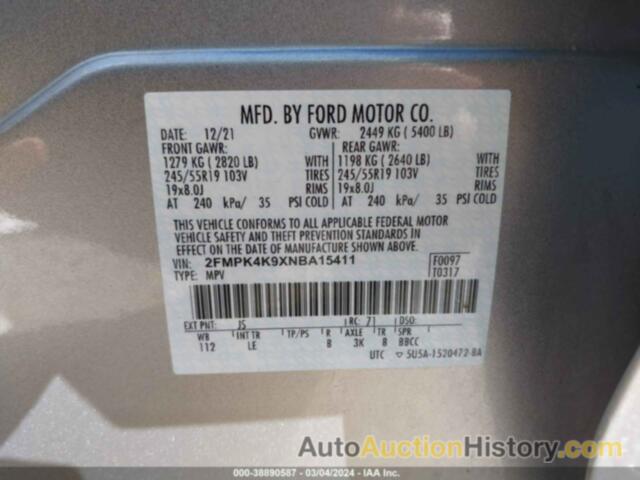 FORD EDGE TITANIUM, 2FMPK4K9XNBA15411