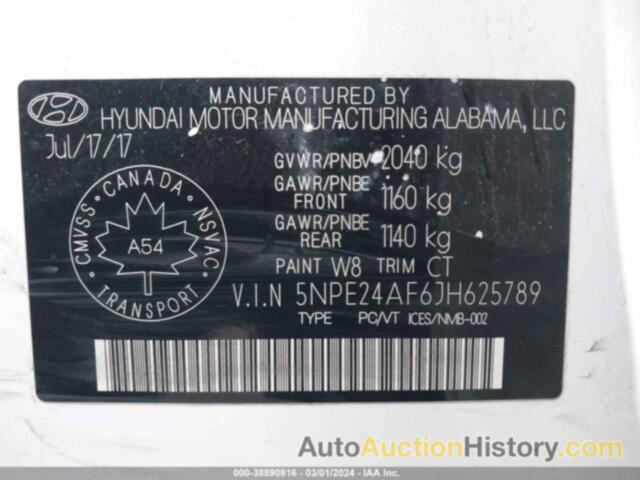 HYUNDAI SONATA GL, 5NPE24AF6JH625789