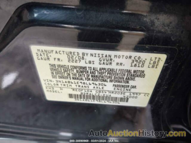 NISSAN SENTRA 2.0, 3N1AB61E98L696306