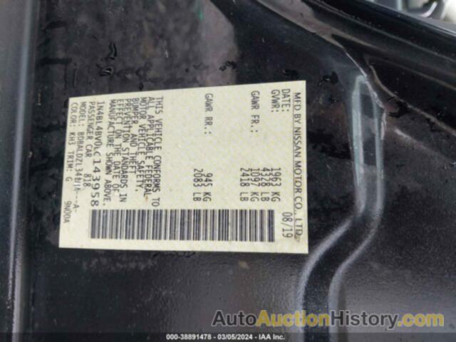 NISSAN ALTIMA S FWD, 1N4BL4BV0LC143958