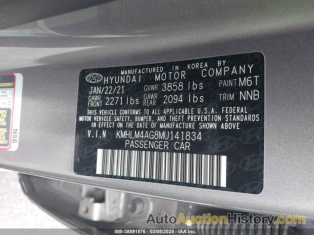 HYUNDAI ELANTRA SEL, KMHLM4AG8MU141834