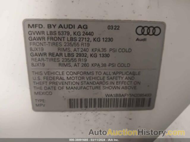 AUDI Q5 PREMIUM PLUS 40 TFSI QUATTRO S TRONIC, WA1BBAFY5N2085493