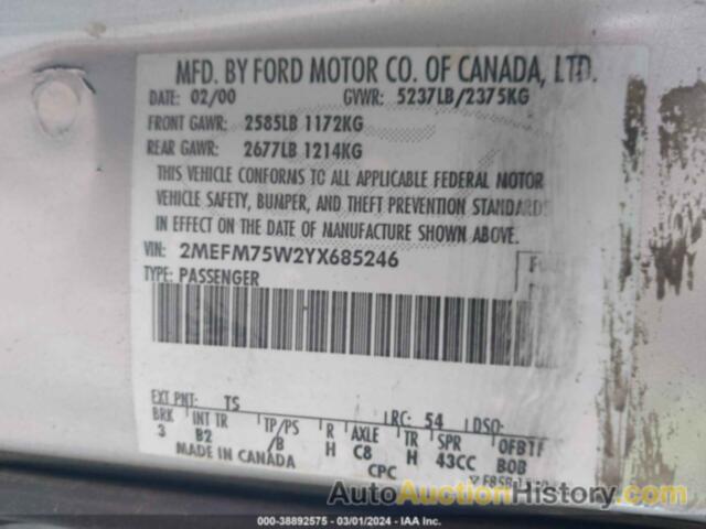 MERCURY GRAND MARQUIS LS, 2MEFM75W2YX685246