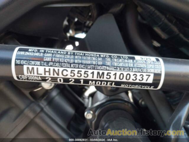 HONDA CBF300 NA, MLHNC5551M5100337