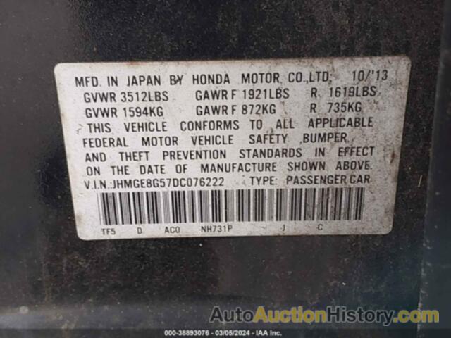 HONDA FIT SPORT, JHMGE8G57DC076222