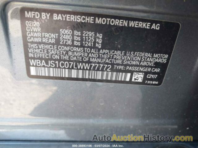 BMW 540I, WBAJS1C07LWW77772