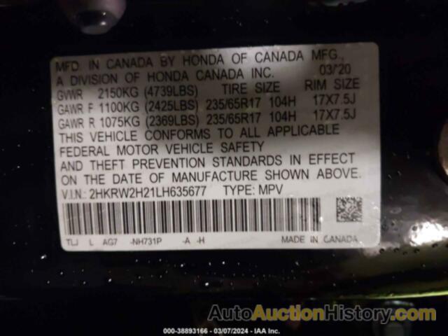 HONDA CR-V AWD LX, 2HKRW2H21LH635677