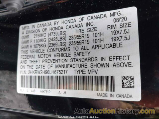 HONDA CR-V AWD TOURING, 2HKRW2H96LH675217
