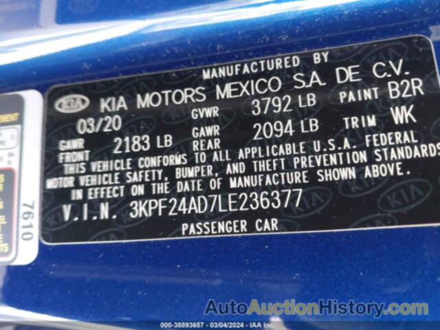 KIA FORTE LXS, 3KPF24AD7LE236377