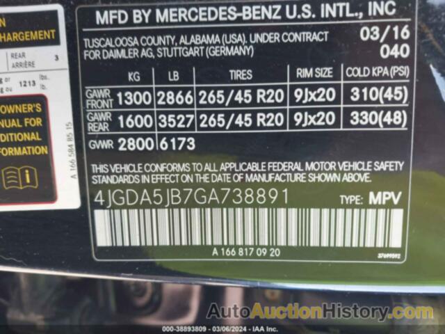 MERCEDES-BENZ GLE 350, 4JGDA5JB7GA738891