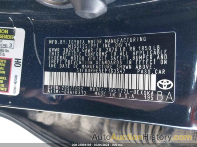 TOYOTA COROLLA S PLUS, 5YFBURHE5EP163547