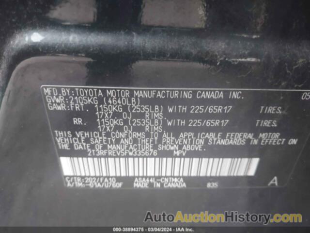 TOYOTA RAV4 XLE, 2T3RFREV5FW335676