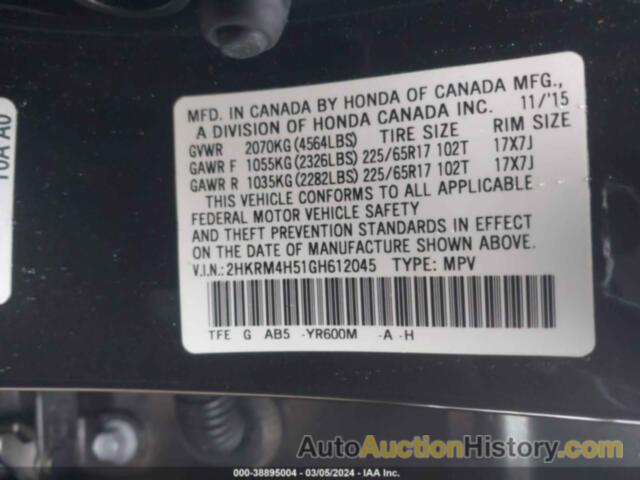 HONDA CR-V EX, 2HKRM4H51GH612045