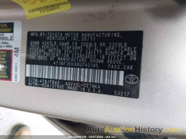 TOYOTA CAMRY LE, 4T1BF3EKXBU745185