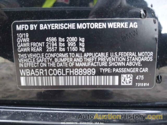 BMW 330I, WBA5R1C06LFH88989