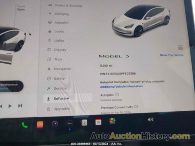 TESLA MODEL 3 REAR-WHEEL DRIVE, 5YJ3E1EAXPF505299