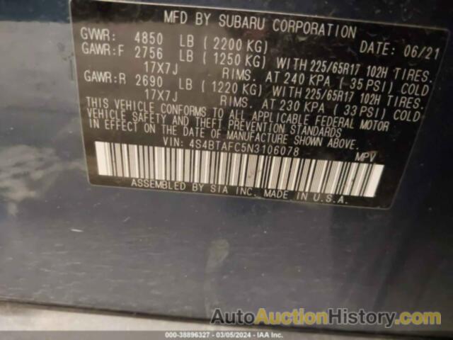 SUBARU OUTBACK PREMIUM, 4S4BTAFC5N3106078