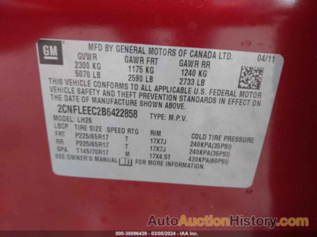 CHEVROLET EQUINOX 1LT, 2CNFLEEC2B6422858