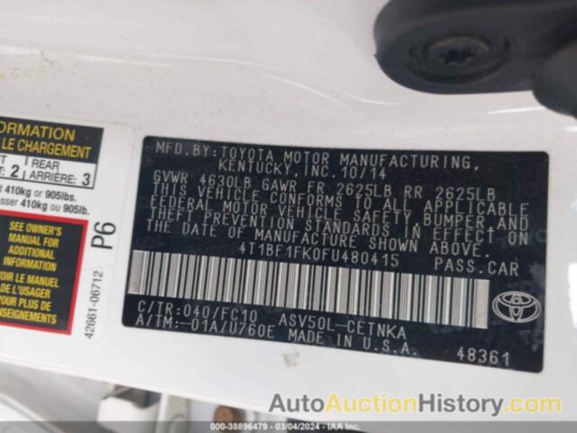 TOYOTA CAMRY LE, 4T1BF1FK0FU480415