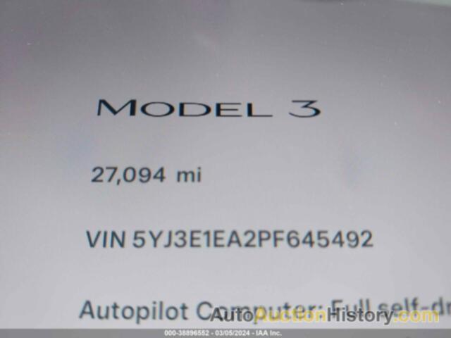 TESLA MODEL 3 REAR-WHEEL DRIVE, 5YJ3E1EA2PF645492