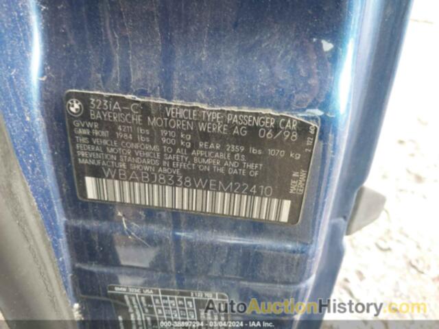 BMW 323IC IC AUTOMATIC, WBABJ8338WEM22410