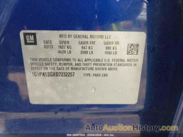 CHEVROLET CRUZE LS AUTO, 1G1PA5SGXD7232257