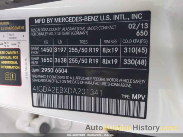 MERCEDES-BENZ ML 350 BLUETEC 4MATIC, 4JGDA2EBXDA201341