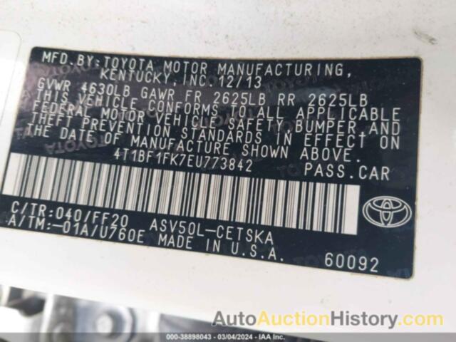 TOYOTA CAMRY SE, 4T1BF1FK7EU773842