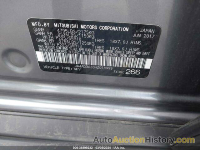 MITSUBISHI OUTLANDER SE, JA4AD3A30HZ058999